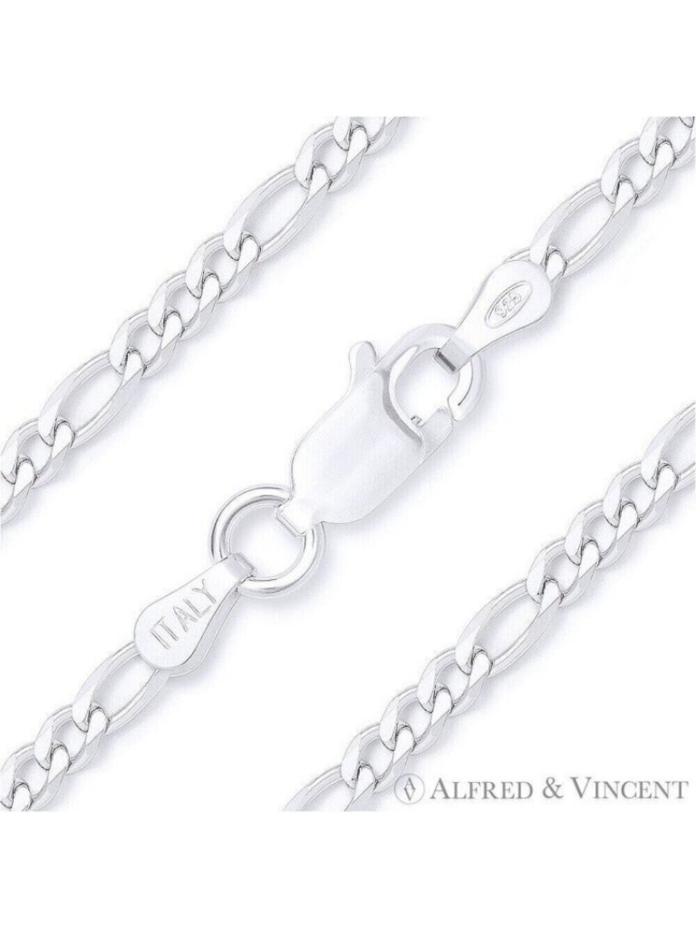 Figaro / Figaroa Link Italian Chain Anklet in Solid .925 Sterling Silver - 9"